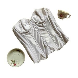 Vintage bustier, white bridal, 34C